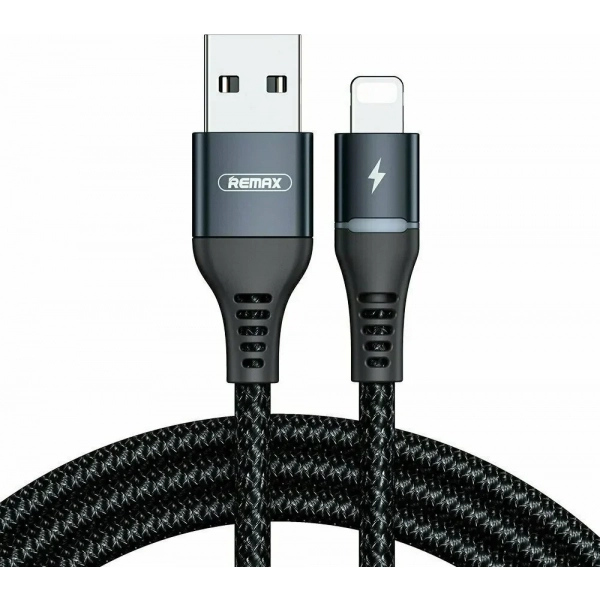 Remax LED / Braided USB to Lightning Cable Μαύρο 1m (Colorful)