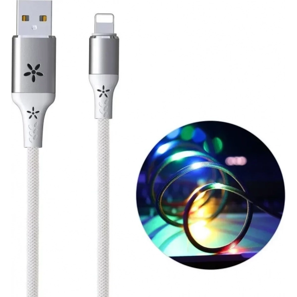 Remax Braided / LED USB to Lightning Cable Πολύχρωμο 1m (Luminous)