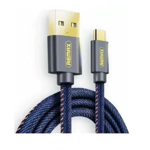 Remax Braided USB 2.0 Cable USB-C male – USB-A male Μπλε 1.2m (Cowboy Jean)