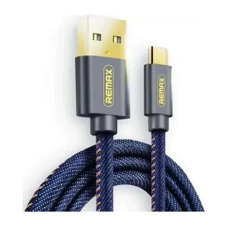 Remax Braided USB 2.0 Cable USB-C male – USB-A male Μπλε 1.2m (Cowboy Jean)