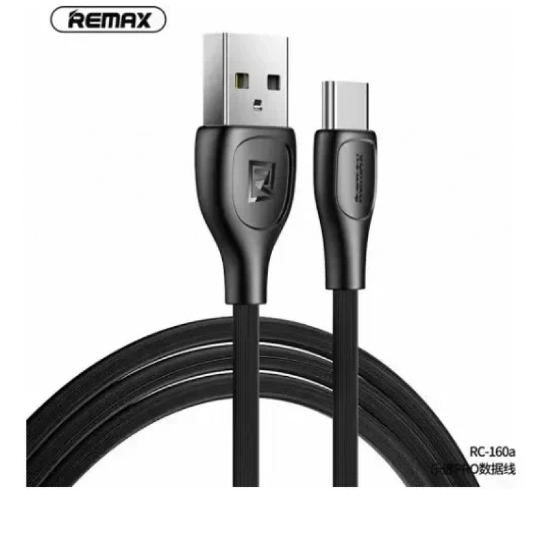 Remax Lesu Regular USB 2.0 Cable USB-C male – USB-A male Μαύρο 1m (RC-160a)