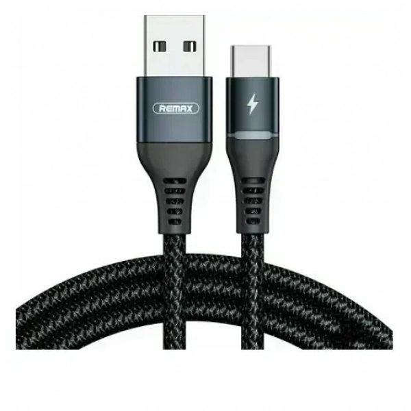 Remax RC-152a Braided / LED USB 2.0 Cable USB-C male – USB-A male Μαύρο 1m (RC-152a)