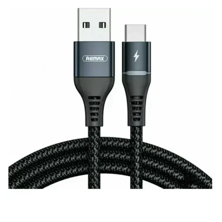 Remax RC-152a Braided / LED USB 2.0 Cable USB-C male – USB-A male Μαύρο 1m (RC-152a)