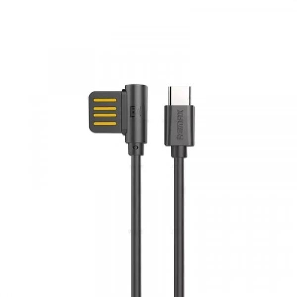 Remax Angle (90°) / Regular USB 2.0 Cable USB-C male - USB-A male Μαύρο 1m (Rayen)