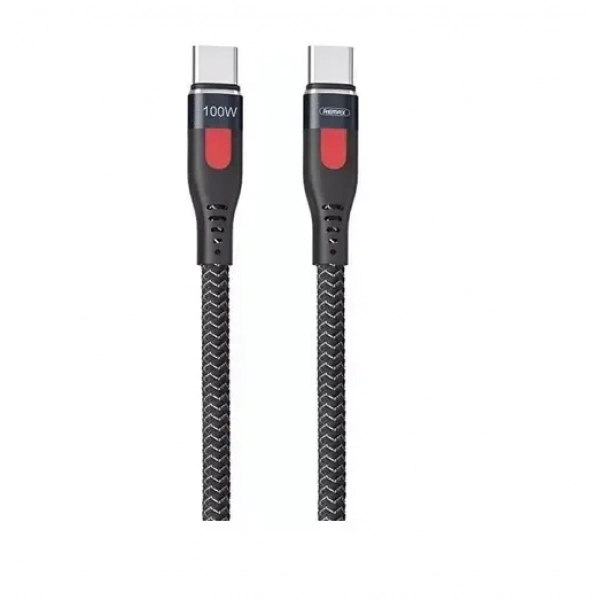 Remax RC-187c Braided USB 2.0 Cable USB-C male – USB-C male Μαύρο 1m