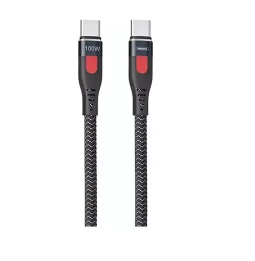 Remax Rc-187C Braided Usb 2.0 Cable Usb-C Male - Usb-C Male Μαύρο 1M