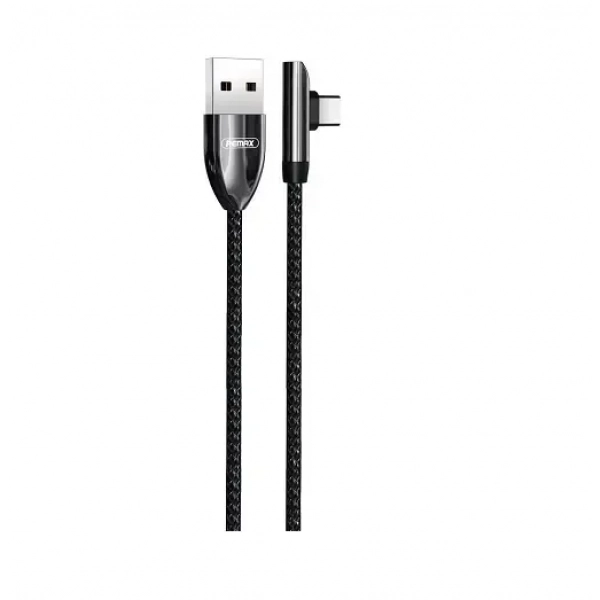 Remax Angle (90°) / Braided USB 2.0 Cable USB-C male – USB-A male Μαύρο 1.2m (Fonly RC-103)