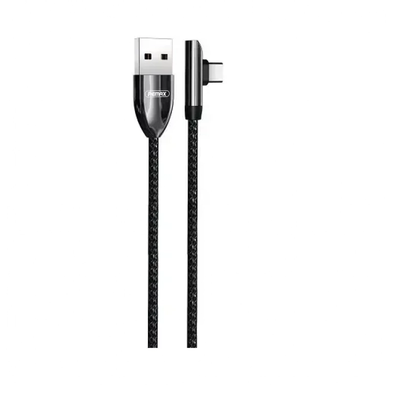 Remax Angle (90°) / Braided USB 2.0 Cable USB-C male – USB-A male Μαύρο 1.2m (Fonly RC-103)