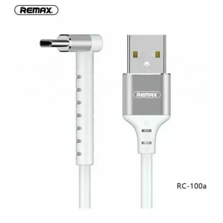 Remax Angle (90°) / Regular USB 2.0 Cable USB-C male – USB-A male Λευκό 1m (RC-100a)
