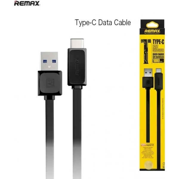 Remax RT-C1 Flat USB 3.0 Cable USB-C male - USB-A male Μαύρο 1m