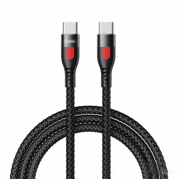 Remax Lesu RC-195C-C Braided USB 2.0 Cable USB-C male - USB-C male Μαύρο 1m
