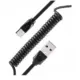 Remax Spiral USB 2.0 Cable USB-C male – USB-A male Μαύρο 1m (Radiance Pro)
