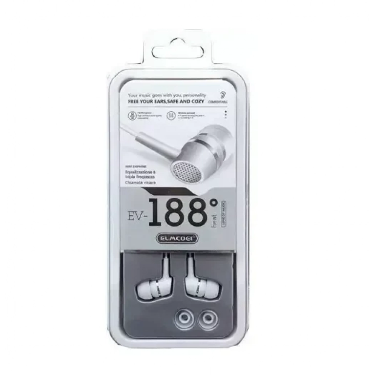 Elmcoei EV-188 In-ear Handsfree με Βύσμα 3.5mm Λευκό