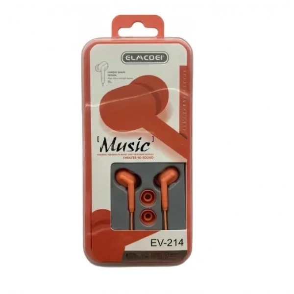 Elmcoei EV214 In-ear Handsfree με Βύσμα 3.5mm Πορτοκαλί