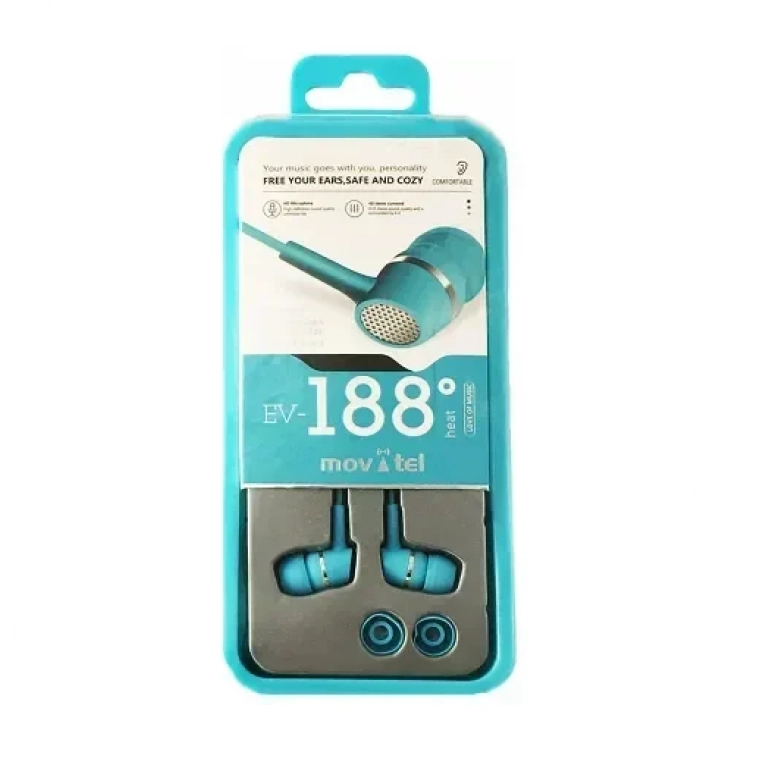 Elmcoei EV-188 In-ear Handsfree με Βύσμα 3.5mm Γαλάζιο
