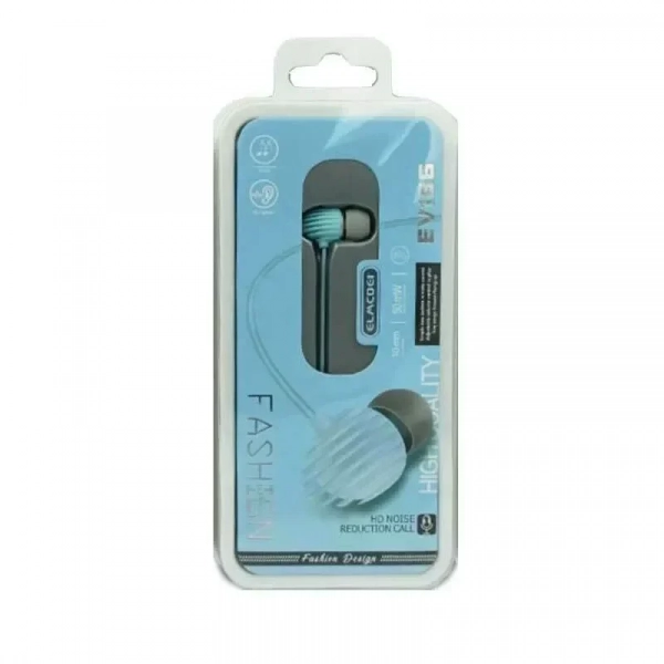 Elmcoei EV-186 In-ear Handsfree Μονό με Βύσμα 3.5mm Γαλάζιο