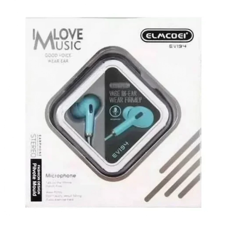 Elmcoei EV194 In-ear Handsfree με Βύσμα 3.5mm Τιρκουάζ