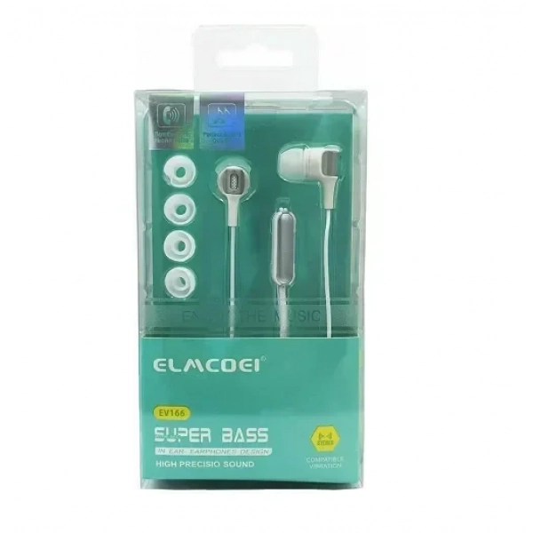 Elmcoei EV166 In-ear Handsfree με Βύσμα 3.5mm Λευκό