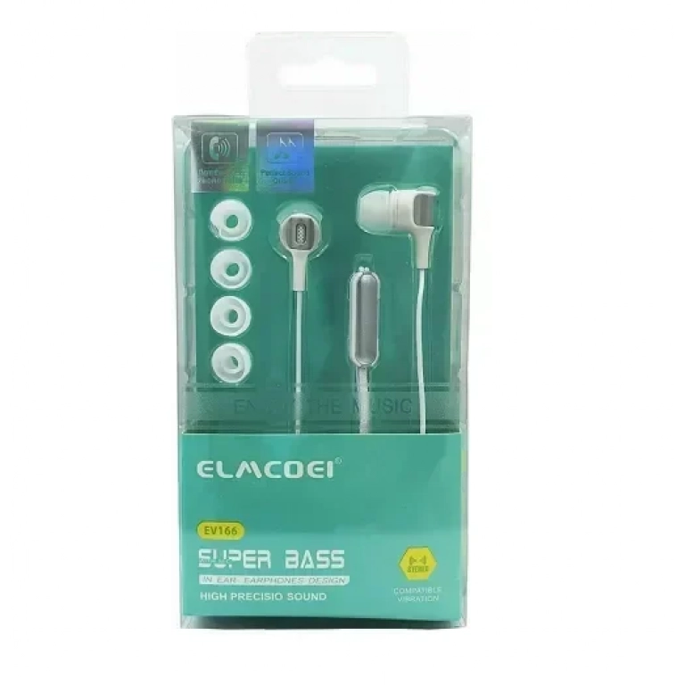 Elmcoei EV166 In-ear Handsfree με Βύσμα 3.5mm Λευκό