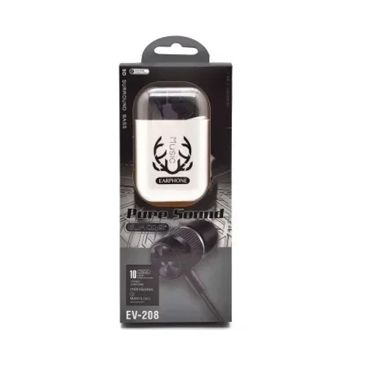 Elmcoei EV208 In-ear Handsfree με Βύσμα 3.5mm Μαύρο
