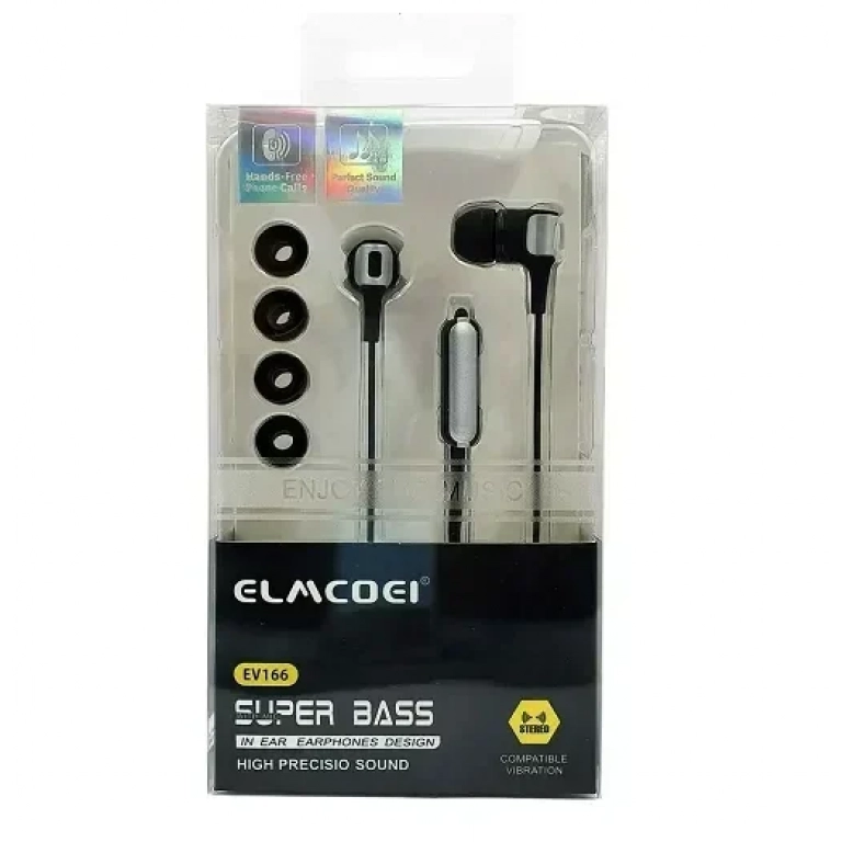 Elmcoei EV166 In-ear Handsfree με Βύσμα 3.5mm Μαύρο