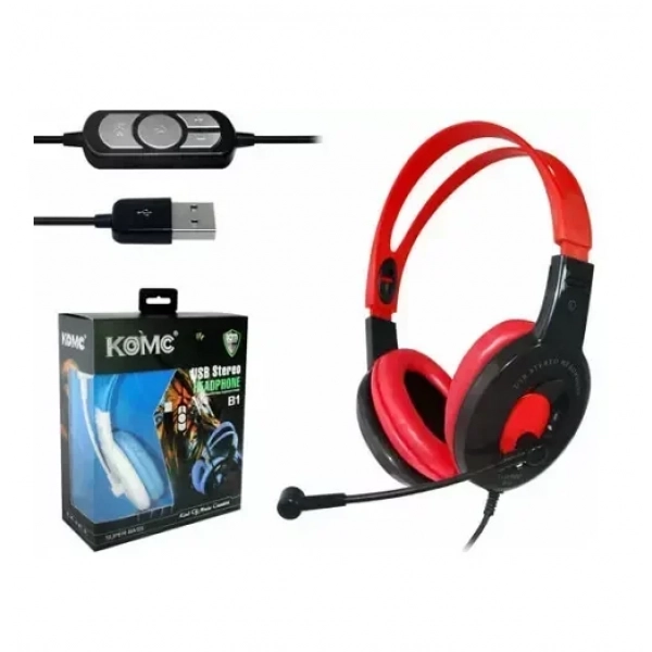 Komc B1 Over Ear Gaming Headset Red (USB)