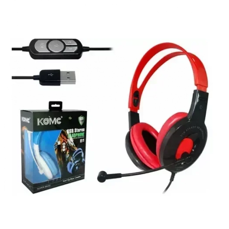 Komc B1 Over Ear Gaming Headset Red (USB)
