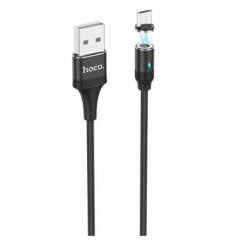 Hoco Braided / LED / Magnetic USB 2.0 to micro USB Cable Μαύρο 1.2m (U76)
