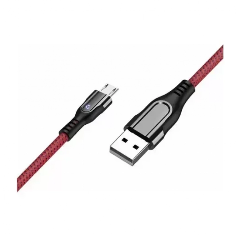 Hoco Braided / LED USB 2.0 to micro USB Cable Κόκκινο 1.2m (U54 Advantage)
