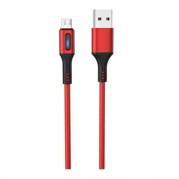 Hoco U79 Braided / LED USB 2.0 to micro USB Cable Κόκκινο 1.2m (24281)