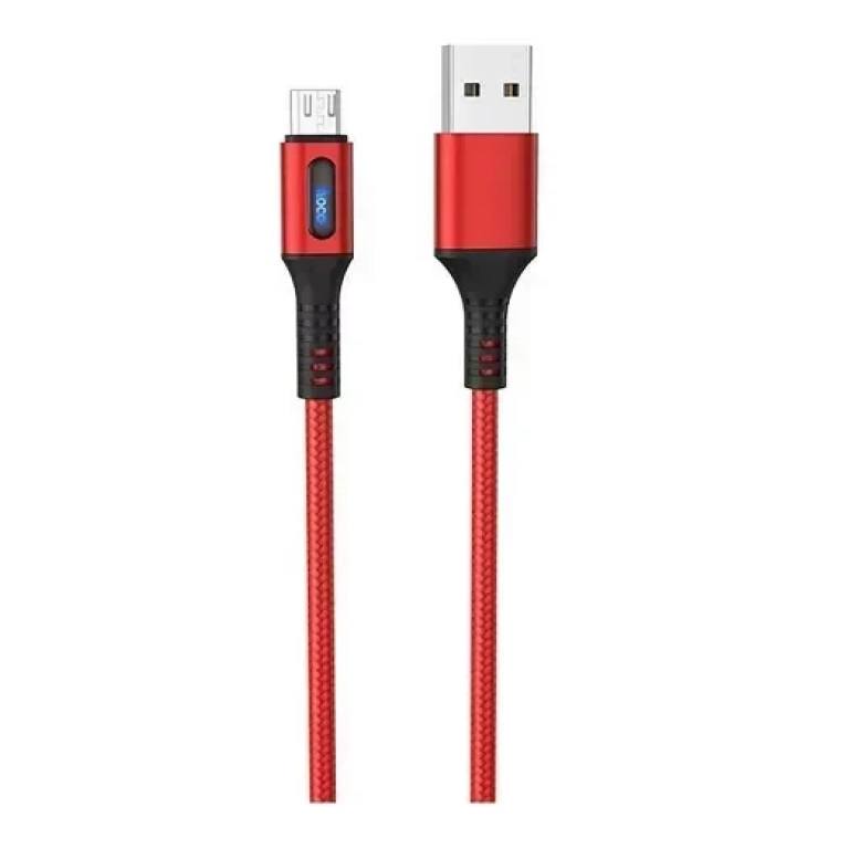 Hoco U79 Braided / LED USB 2.0 to micro USB Cable Κόκκινο 1.2m (24281)