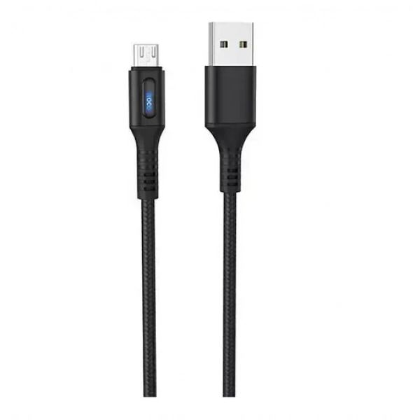 Hoco U79 Braided / LED USB 2.0 to micro USB Cable Μαύρο 1.2m (724274)