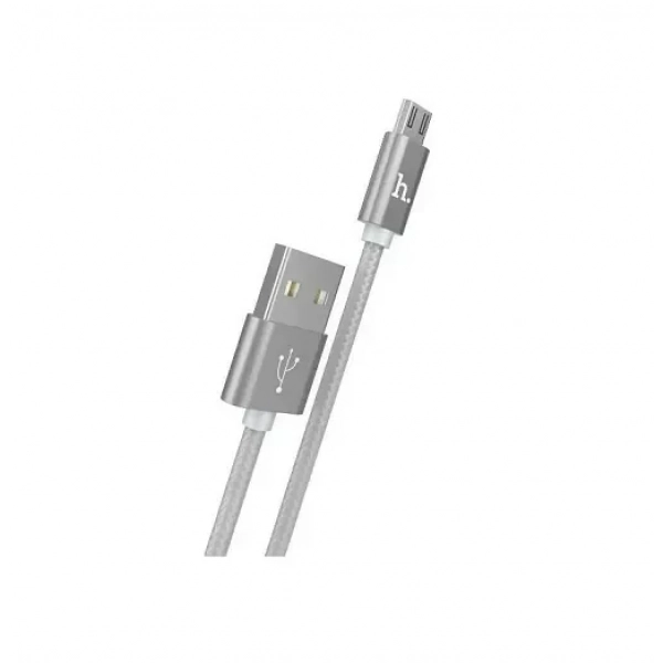 Hoco Braided USB 2.0 to micro USB Cable Γκρι 1m (X2)