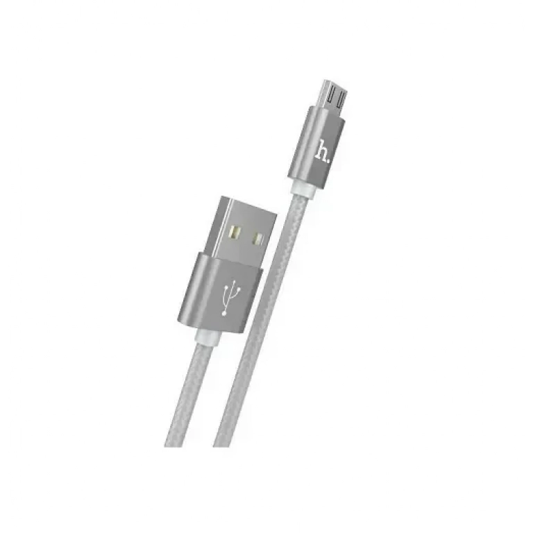 Hoco Braided USB 2.0 to micro USB Cable Γκρι 1m (X2)