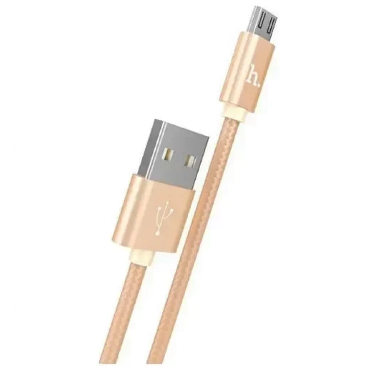 Hoco Braided USB 2.0 to micro USB Cable Χρυσό 1.0m (X2)