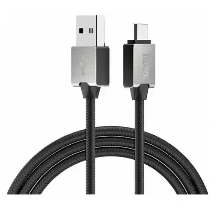 Hoco Braided USB 2.0 to micro USB Cable Μαύρο 1.2m (U49 Refined Steel)