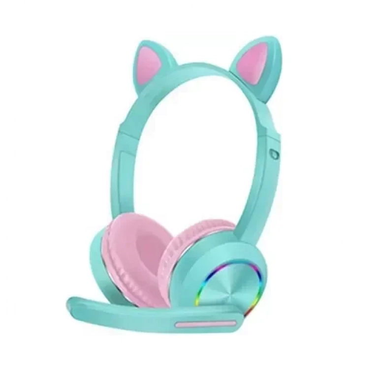AKZ-K23 Ασύρματα Bluetooth Over Ear Παιδικά Ακουστικά Ροζ / Τιρκουάζ