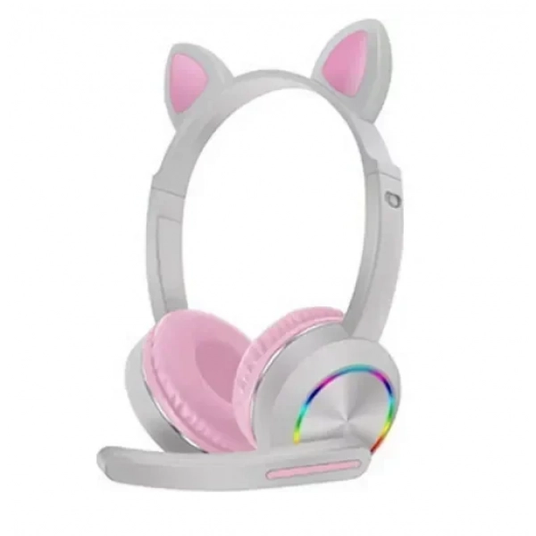 AKZ-K23 Ασύρματα Bluetooth Over Ear Παιδικά Ακουστικά Γκρι / Ροζ