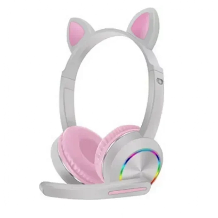 AKZ-K23 Ασύρματα Bluetooth Over Ear Παιδικά Ακουστικά Γκρι / Ροζ