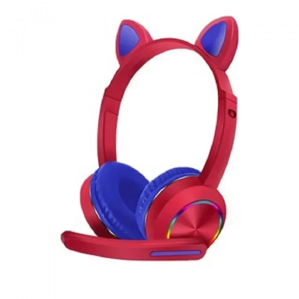 AKZ-02080 Ασύρματα/Ενσύρματα Over Ear Παιδικά Ακουστικά Κόκκινα / Μπλε