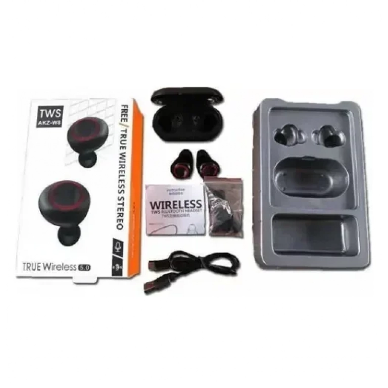 TWS AKZ-W8 In-ear Bluetooth Handsfree Μαύρο