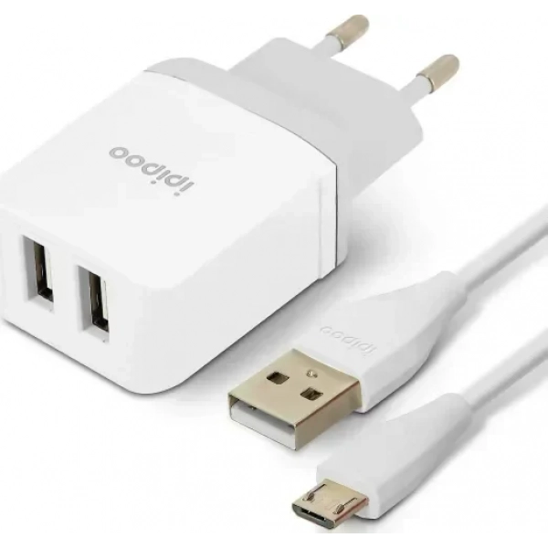Ipipoo micro USB Cable & 2x USB-A Wall Adapter Λευκό (XP-6)