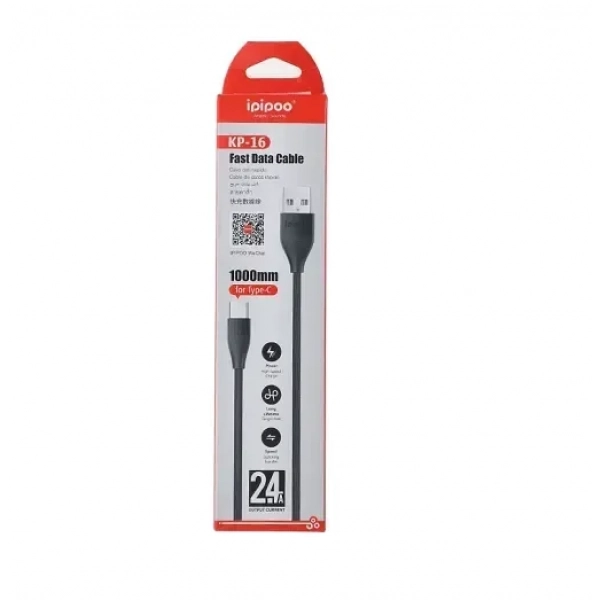 Καλώδιο Σύνδεσης / Φόρτισης Type-C Ipipoo KP-16 Fast Data Cable 2.4A 1m Μαύρο