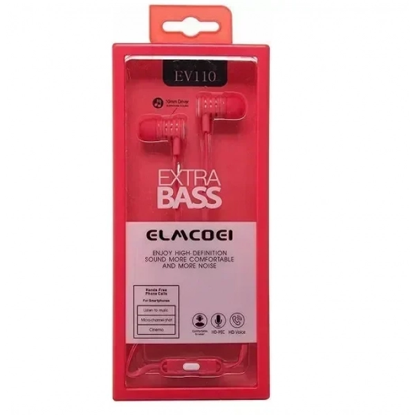 Elmcoei EV110 In-ear Handsfree με Βύσμα 3.5mm Κόκκινο