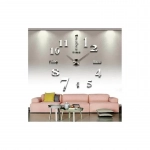 Αυτοκόλλητο 3D ρολόι τοίχου 95x95cm DIY ασημί πλαστικό 1800768 - Image 2