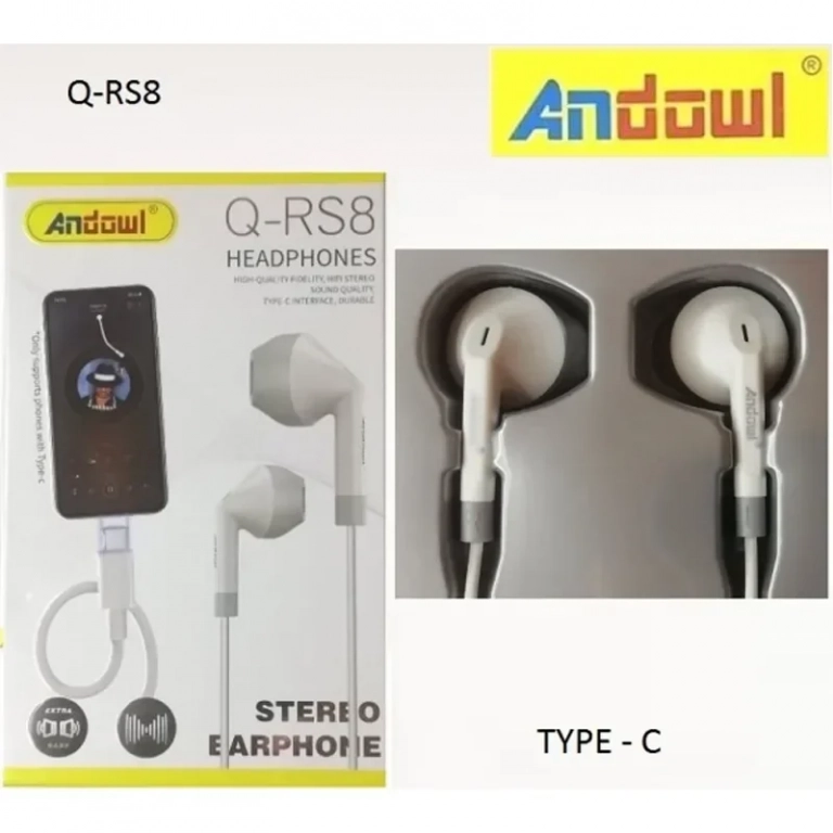 Στερεοφωνικά ακουστικά In-ear Handsfree Type-C λευκά Andowl Q-RS8