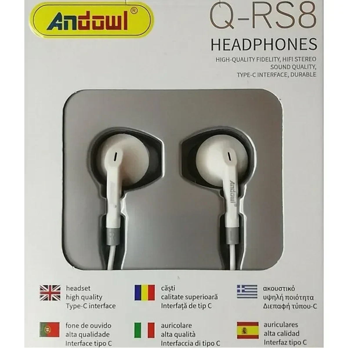 Στερεοφωνικά ακουστικά In-ear Handsfree Type-C λευκά Andowl Q-RS8