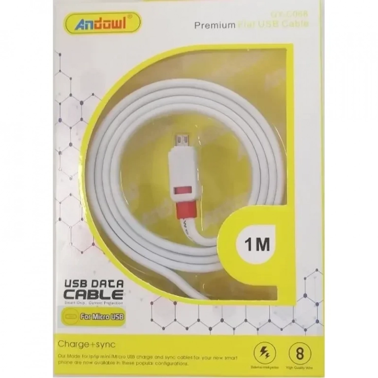 Καλώδιο φόρτισης και μεταφοράς δεδομένων 1m USB 2.0 to Micro USB Andowl QY-C068