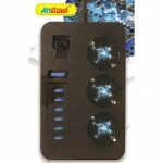 Πολύπριζο με 6 θύρες USB και 3 υποδοχές σούκο με διακόπτη Andowl Q-PC6
