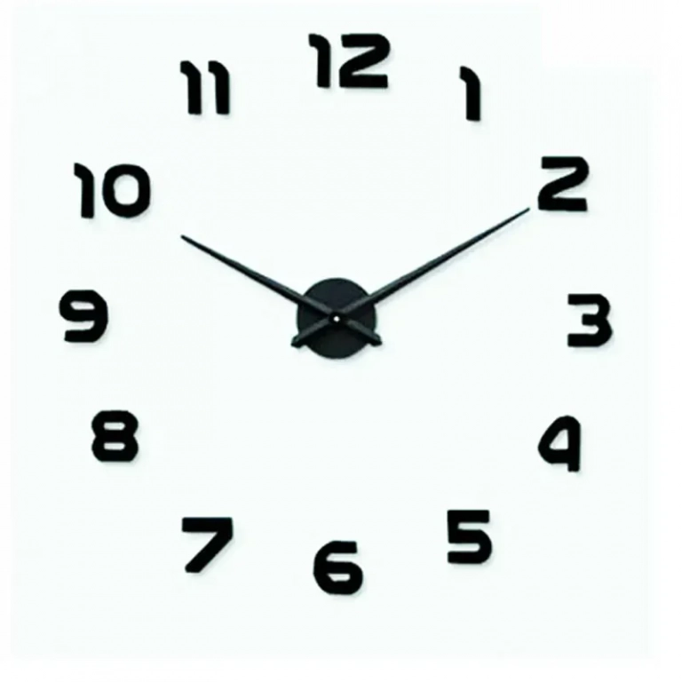 Ακρυλικό Αυτοκόλλητο Ρολόι 3D Τοίχου Do It Yourself με αριθμούς ZH002 Μαύρο
